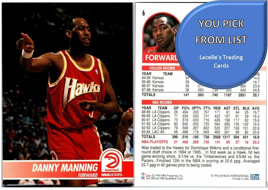 1994-95 NBA Hoops Basketball Cards - U-Pick From List - Image 1 of 1
