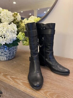 Vera Wang Botas Lavanda Mujer 7 M Botines Motociclista Cuero Negro Hebilla Cremallera Media Foto 1 de 4