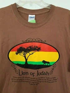 T-Shirt Mens Graphic Lion Of Judah Africa Color Map Brown Cotton Size EW - Picture 1 of 4