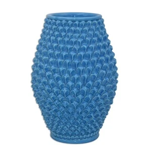 Zapfen Sizilien Vase Fass Blumen IN Keramik Kunsthandwerk Ornament Türkis - Bild 1 von 4