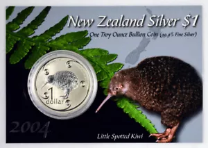 Nueva Zelanda - 2004 - Moneda espécimen de dólar de plata - Kiwi pequeño manchado - Imagen 1 de 2