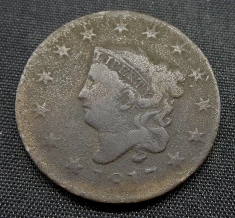 1817 Coronet Head Large One Cent 1c Coin - B587 Cover