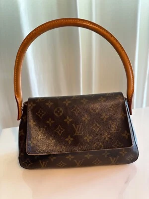 Louis Vuitton Looping Hobo Bag Mini Brown Leather-Classic Monogram - Imagem 1 de 4
