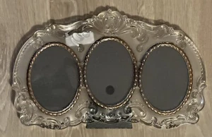 Mikasa Princess Ornate Cut Photo Picture Frame Triple Oval 3 Openings 3.5x4.5 - Picture 1 of 4