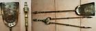 LARGE ANTIQUE VICTORIAN COMPANION SET SOLID BRASS FIRE SHOVEL AND FIRE TONGS 28"