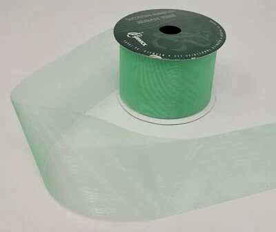 Berwick Basil Green Misty Sheer Nylon Woven Floral Craft Ribbon 2-1/2" x 25 YDS - Image 1 of 3