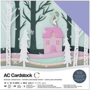 AMERICAN CRAFTS UK TEXTURED LINEN EFFECT CARDSTOCK 12x12" 30x30cm WINTER TONES - Picture 1 of 2