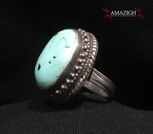 Fine Large Ring - Silver and Turquoise - Tibet - Picture 1 of 4