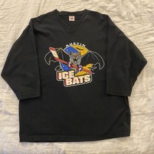 Vintage Austin Ice Bats Hockey Baseball Shirt Used Black Size XL/XXL Vintage CHL