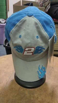 NUEVO CON ETIQUETAS Chase Authentics Rusty Wallace #2 Azul y Gris Gorra de Baile Sombrero Juvenil Ajustable Foto 1 de 4