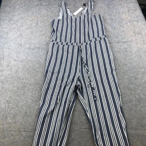 Drew Anthropologie Romper Womens Medium Blue Striped Jumpsuit Linen Blend - Picture 1 of 16