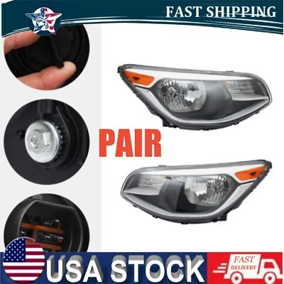 Pair For 2014-2019 Kia Soul Factory Halogen Headlights Headlamps Left+Right Side Foto 1 de 4