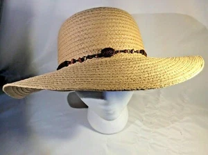 NEW Women's Summer Wide Brim FLOPPY STRAW SUN HAT Beach Pool Shade Sun Visor NWT - Picture 1 of 8