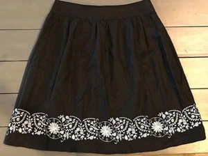 STYLE & Co. Linen Skirt Black Embroidered Detail Lined Womens Sz 12 - Picture 1 of 11