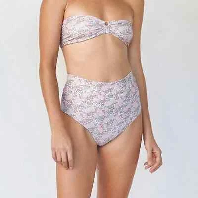 Parte inferior do biquíni Acacia Echo natação pequena rosa floral prado NOVO - Imagem 1 de 4