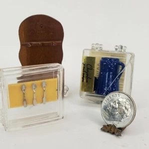 Chrysnbon Pitcher, Tea Spoons & Shackman Display Shelf 1:12 Dollhouse Miniature - Picture 1 of 7