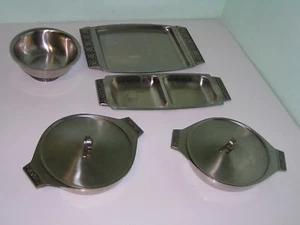 Vintage lot MCM Richelieu and Stanley Roberts Stainless serving trays and bowls - Picture 1 of 5