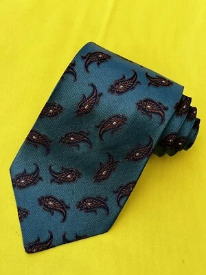 正品 GIANFRANCO FERRE Dragon Paisley 绿色设计 100% 真丝领带 — 第 1/4 张图片