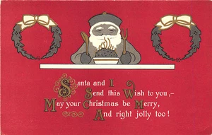 Christmas Oriental Gray Suited Santa Claus Poem Postcard - Picture 1 of 2