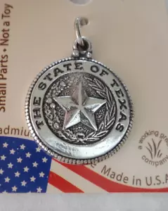 Plata Esterlina 18mm Dice el Estado de Texas en Sello con Dije de Estrella - Imagen 1 de 1