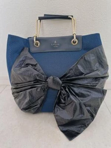 LANVIN en Bleu Navy Tote Bag Mesh Big Ribbon - Picture 1 of 12