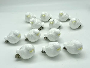 Lot Vtg 1984 Dept 56 Snowbird White Light-Ups Clip-On Bisque Ornament SET OF 12 - Picture 1 of 8