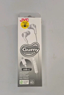 JVC Gumy Connect USB-C Wired Earbuds Headphones, Delay-Free, White HA-FR9UC MIC - Image 1 of 3