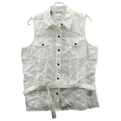 Chaleco Top Richard Malcolm Irlandés de Lino Mujer Grande Safari Elegante Natural Costero Años 90 Foto 1 de 4