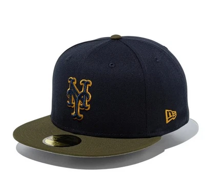 NEW ERA 59Fifty Cap Deep Forest New York Mets Navy x Moss Visor 14746781 - Image 1 of 4