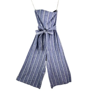 ALICE + OLIVIA Jumpsuit Lucie Leinenmischung gestreift trägerlos weites Bein 0 - Bild 1 von 15