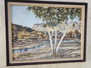 Jean Heron  Flinders Rangers  S.A. Framed Oil Painting  ART Circa 1970s - Picture 1 of 13