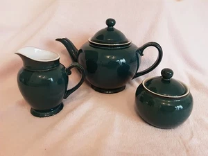 Denby Greenwich Teekanne, Milchkännchen, Zuckerdose - Bild 1 von 7