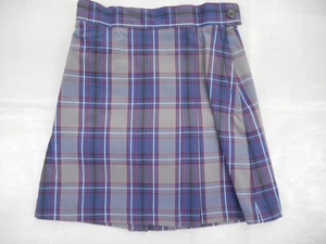 Girls R/K Blue Plaid Box Pleat Uniform Skort Regular Sizes 6X & 16 - Picture 1 of 6