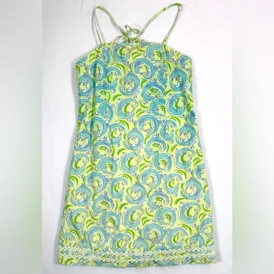 Vestido Solero Vintage Lilly Pulitzer Niñas Lagartos Saltando 8 Preppy Etiqueta Blanca Años 90 Foto 1 de 4