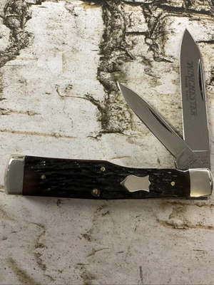 Navaja de Bolsillo Winchester EE. UU. 1988 Black Jigged Bone 2851 Gunstock Vintage Foto 1 de 4