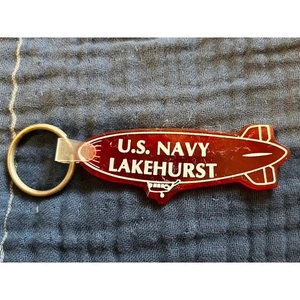 Vintage U.S. Navy Lakehurst Blimp Aviation Keychain Silver - Imagen 1 de 4