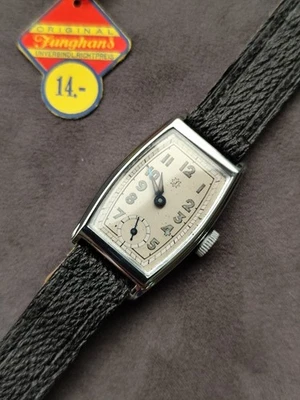 Junghans ArtDeco J96 1937 NOS Tanque Panzer Cuerda Manual De Colección Cromo 22 mm Foto 1 de 4