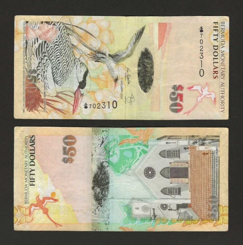 BERMUDA $50 Dollars 2009, P-61a ONION PREFIX, Original Circulated, Rare. - Image 1 of 1