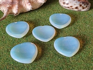 Opalite Carved Gemstone Heart Thumb Worry Stone (B1) - Picture 1 of 3
