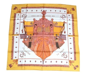 Hermes Scarf Vue Du Carrosse De La Galere Reale Grygkar Silk 90CM Orange Nwt - Picture 1 of 9