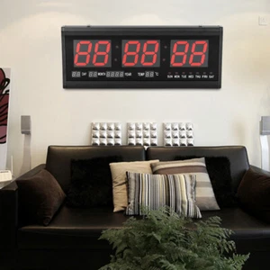 LED Wanduhr Digital Uhr mit Datum Temperatur Haus Büro XXL Size Digitaluhr Tool - Bild 1 von 22