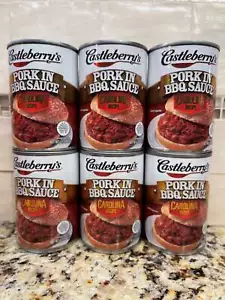 6 CANS Castleberry's Carolina Recipe Pork in BBQ Sauce Sandwich Chopped Pulled - Picture 1 of 5