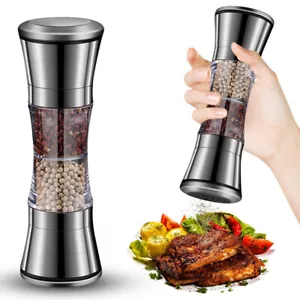2-in-1 Premium Stainless Steel Salt and Pepper Grinder Shaker Mill Glass Bottle - Picture 1 of 15