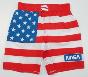 Mad Engine Boys Swim Trunks NASA American Flag Swimsuit Swimwear Size 5 NWOT - Picture 1 of 3