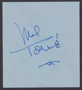 Mel Tormé, American Musician, Singer, The Velvet Fog, signed 4x4½ paper slip - Picture 1 of 1