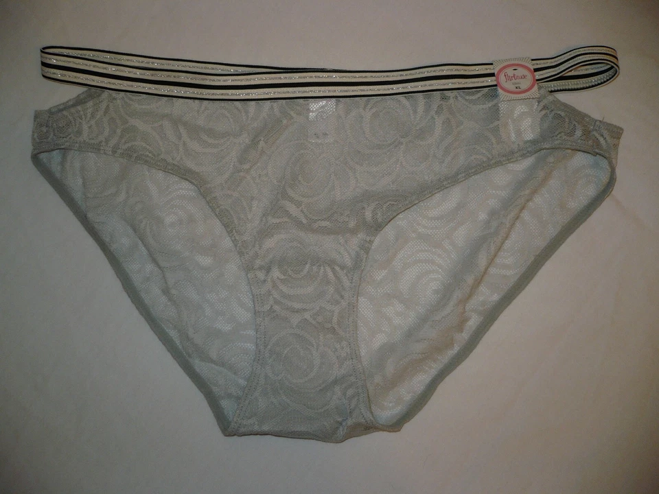 Bragas de bikini para mujer Flirtitude talla X-GRANDE detalle de recorte lateral de encaje gris NUEVAS Foto 1 de 2