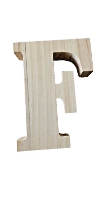 Rustic Wooden Letter "F" – Natural Wood Decorative Block – 7" Height, Home Decor - Image 1 of 4