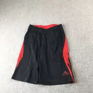 Adidas Kids Youth Shorts Small Black Red Climalite Pull On Activewear Casual - Picture 1 of 13