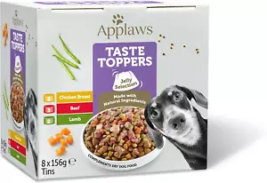 More details for applaws wet dog food 8x156g tins natural wet dog food topper, selection in jelly