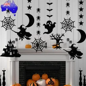 6Pcs Halloween Hanging Spider Star Moon Backdrop Decor PVC DIY Party Decoration - Picture 1 of 10